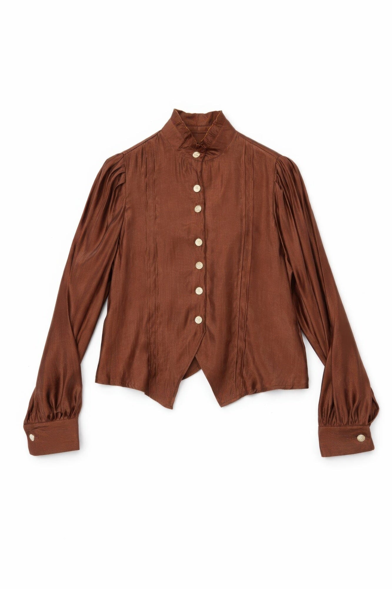 Women Long Sleeve Elegant Satin-finish Victorian Button-up Top Shirts & Tops jehouze 