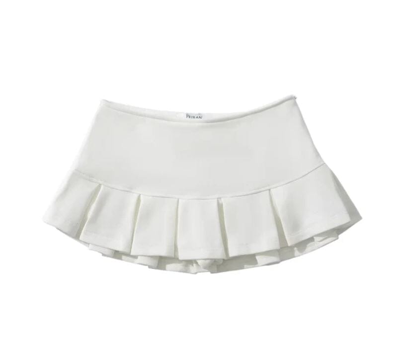 Women Low Waist Y2K Mini Skirt Wide Pleated A Line Skort skort jehouze Beige S 