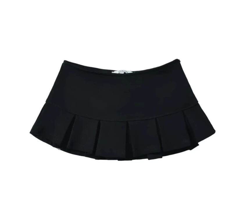 Women Low Waist Y2K Mini Skirt Wide Pleated A Line Skort skort jehouze Black S 