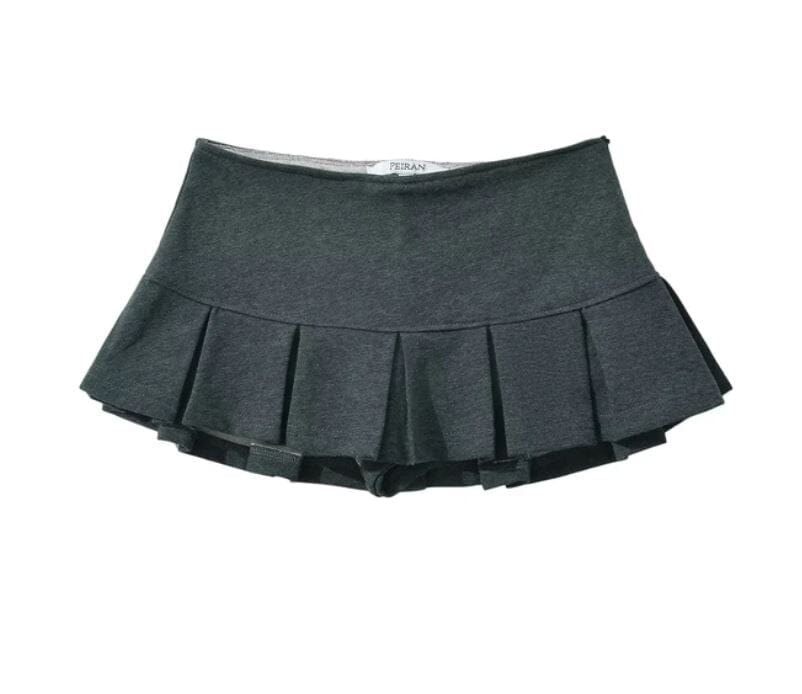 Women Low Waist Y2K Mini Skirt Wide Pleated A Line Skort skort jehouze Dark Grey S 
