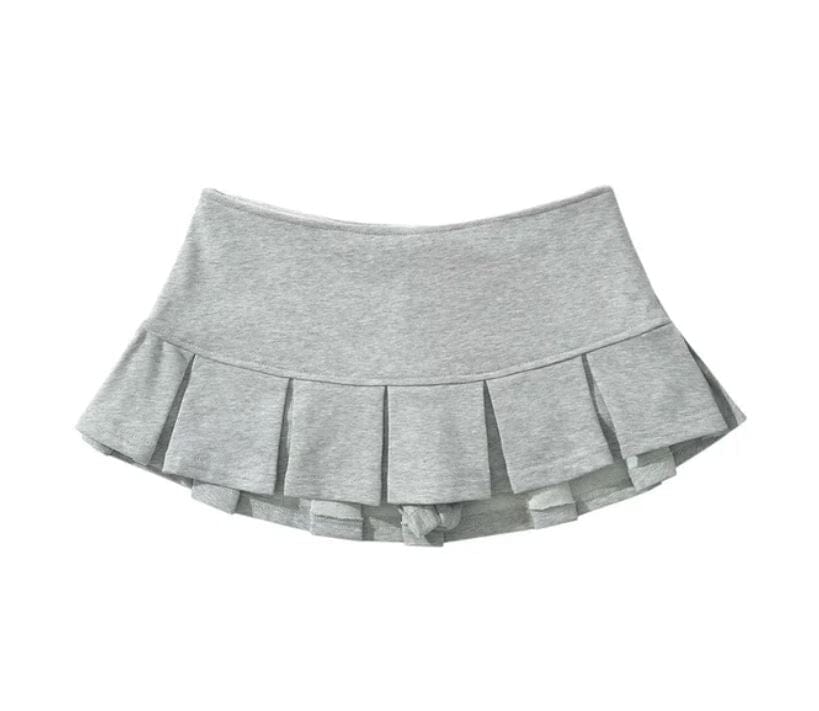 Women Low Waist Y2K Mini Skirt Wide Pleated A Line Skort skort jehouze Light Grey S 