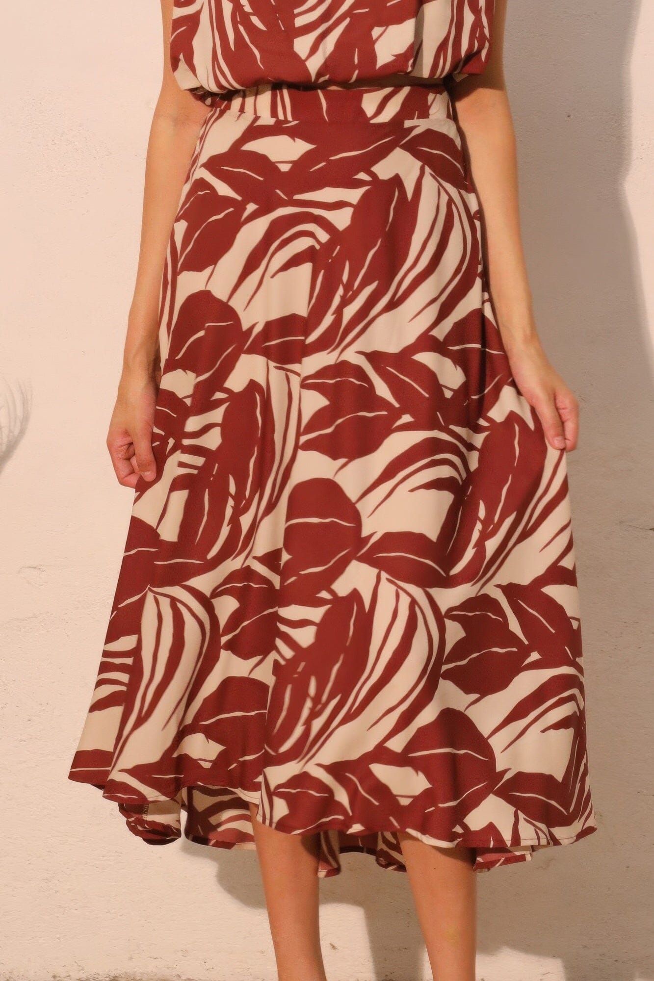 Women Lucca Leaf Midi Swing Skirt Skirts jehouze 