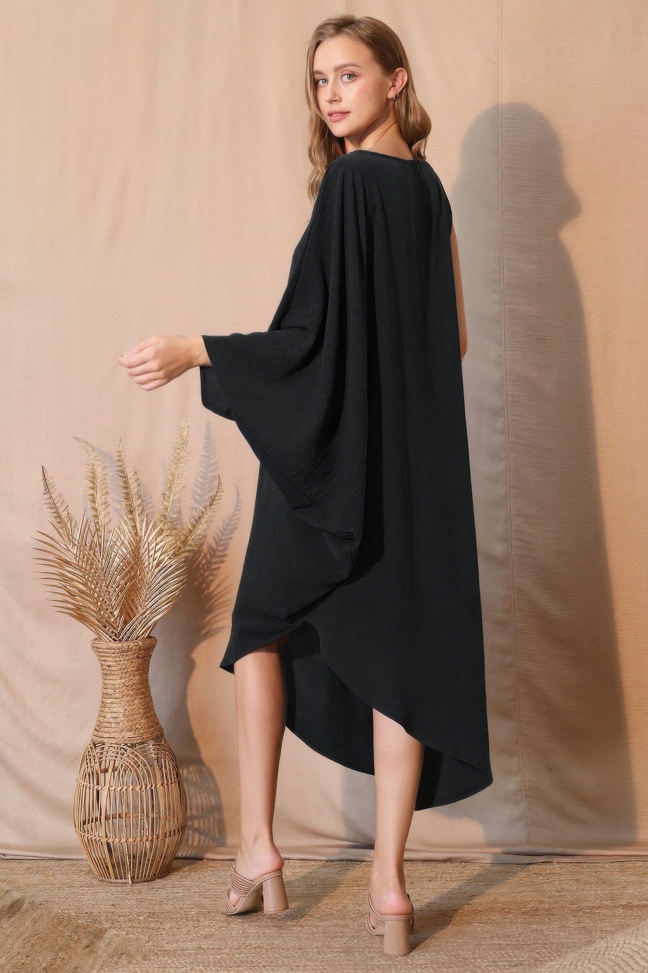 Women Matte Crepe One Sleeve Dress Dresses jehouze 