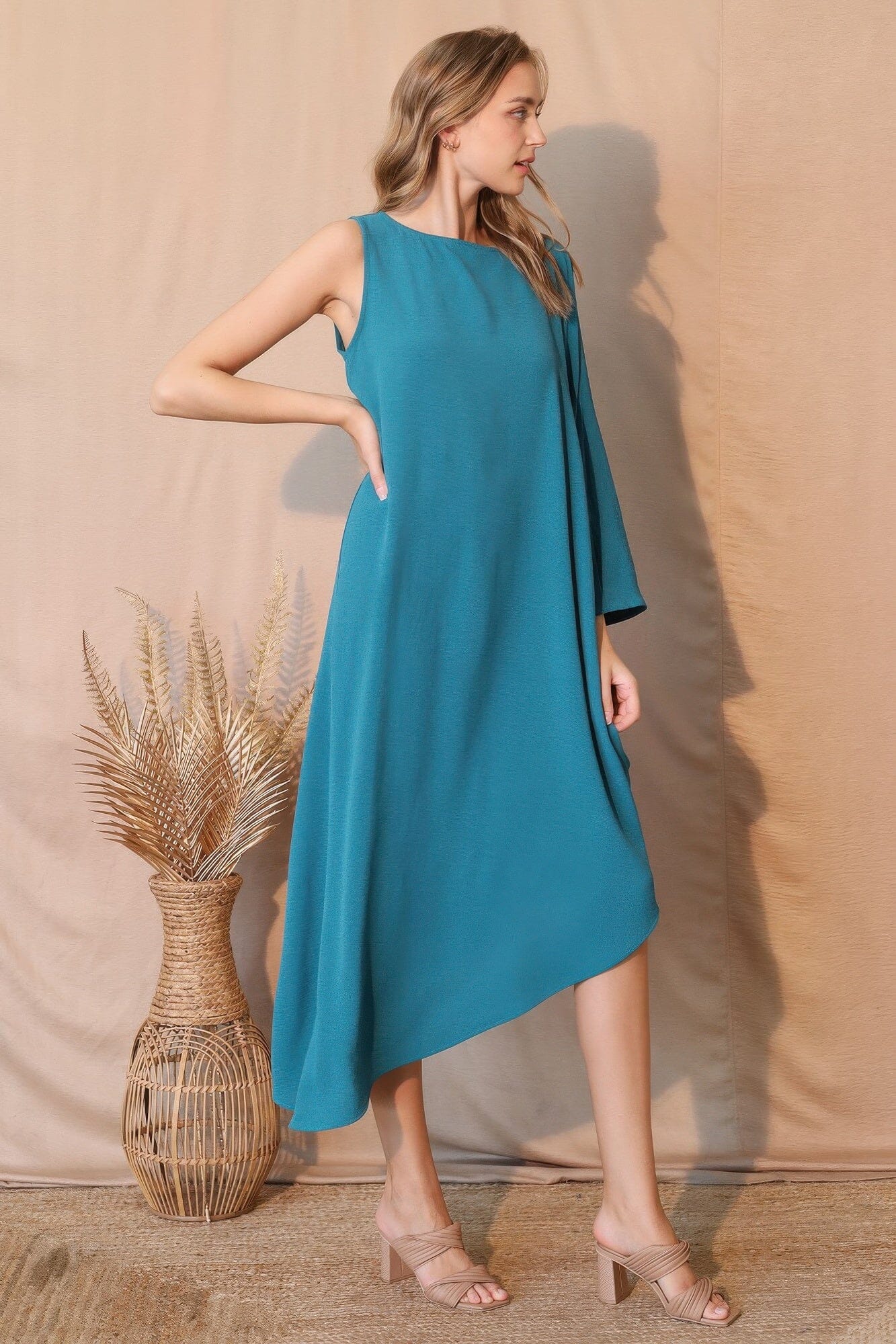 Women Matte Crepe One Sleeve Dress Dresses jehouze 