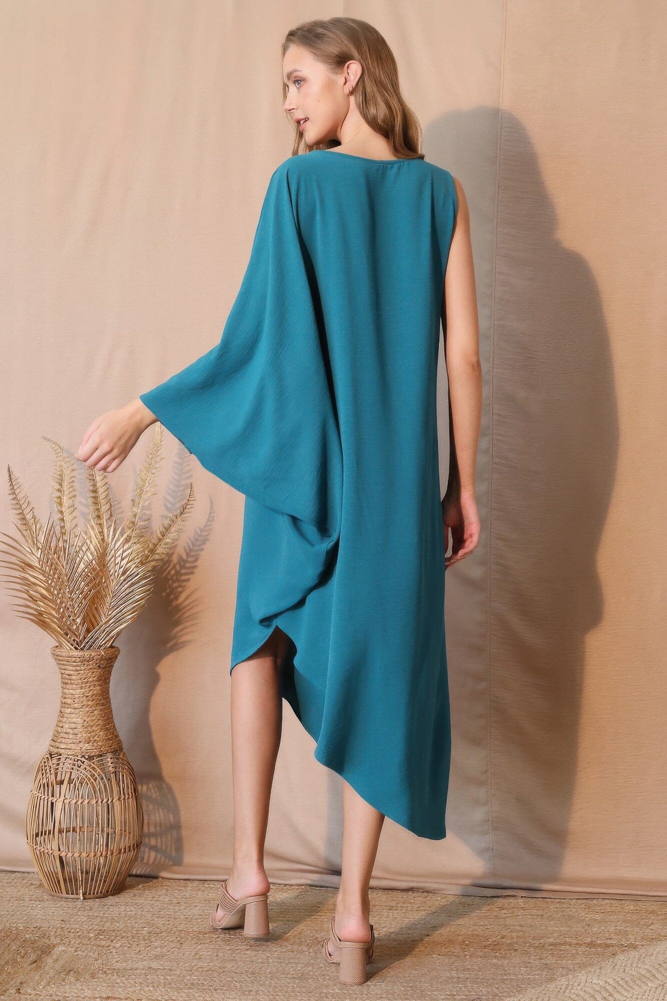 Women Matte Crepe One Sleeve Dress Dresses jehouze 
