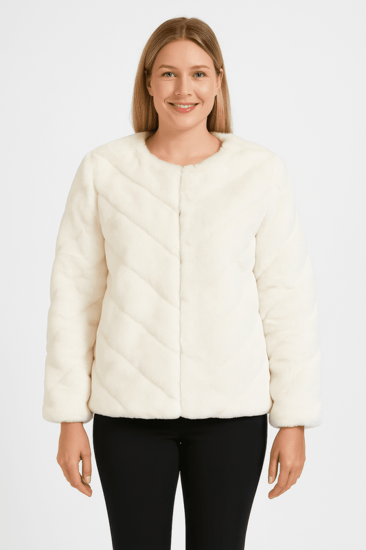 Women Midnight Luxe Faux Fur Jacket Coats & Jackets jehouze Ivory S/M 