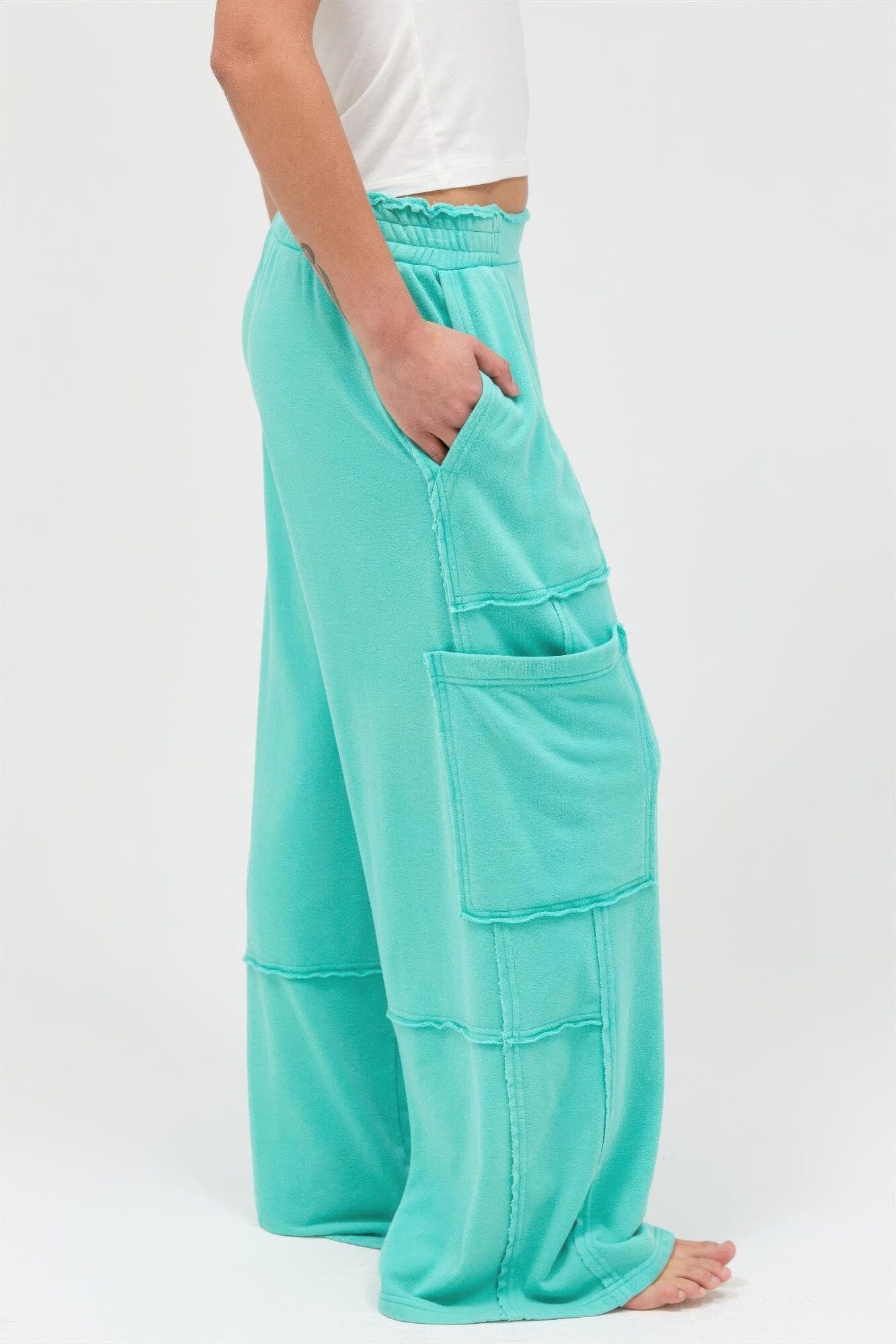 Women Mineral Wash Wide Leg Cargo Pants Pants jehouze 