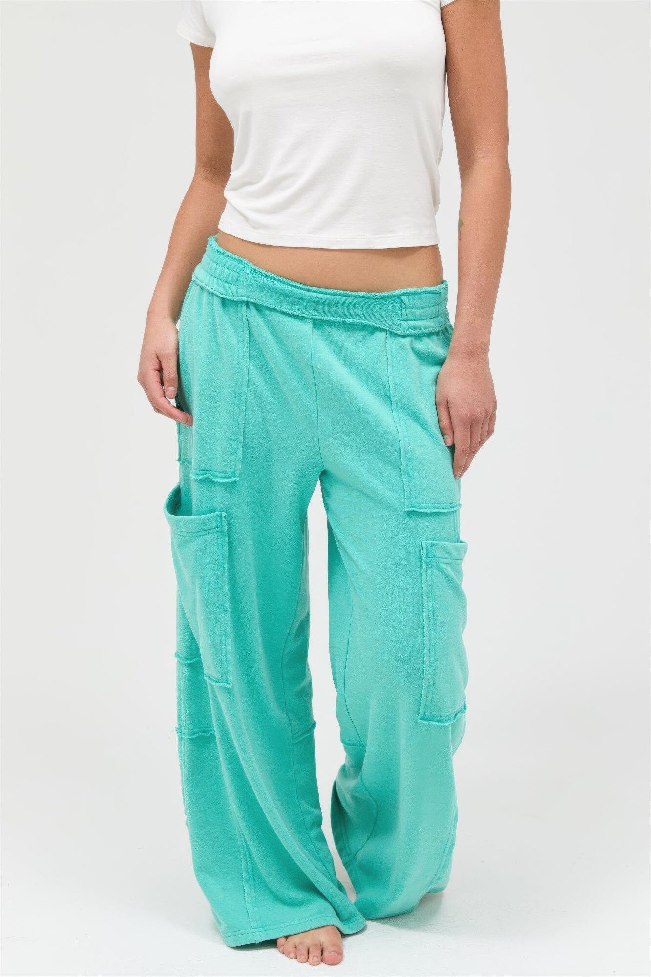 Women Mineral Wash Wide Leg Cargo Pants Pants jehouze 
