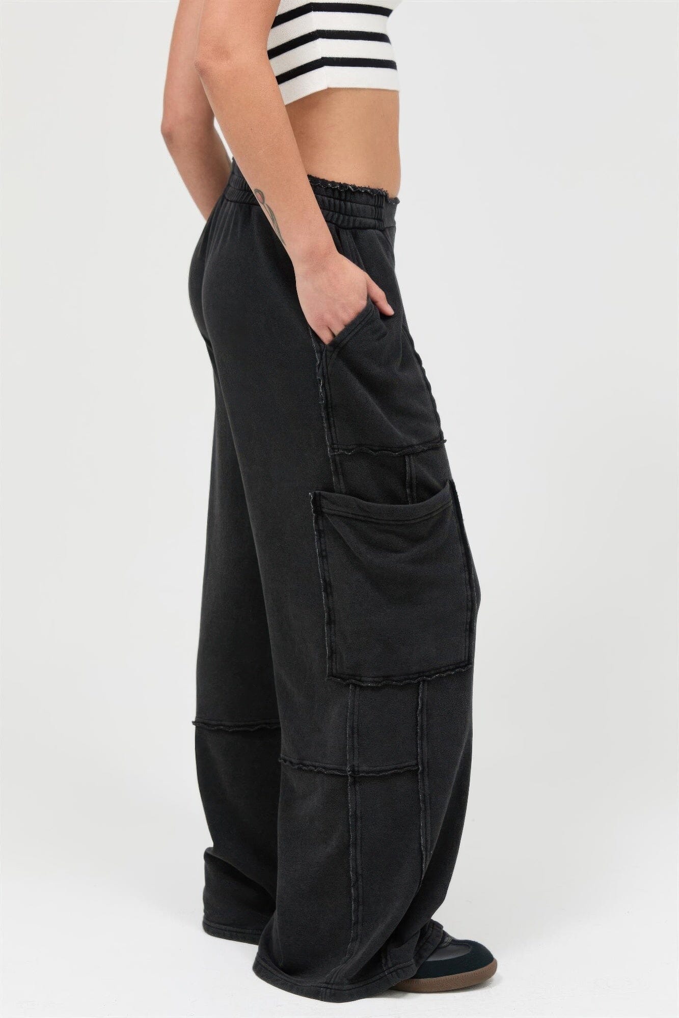 Women Mineral Wash Wide Leg Cargo Pants Pants jehouze 