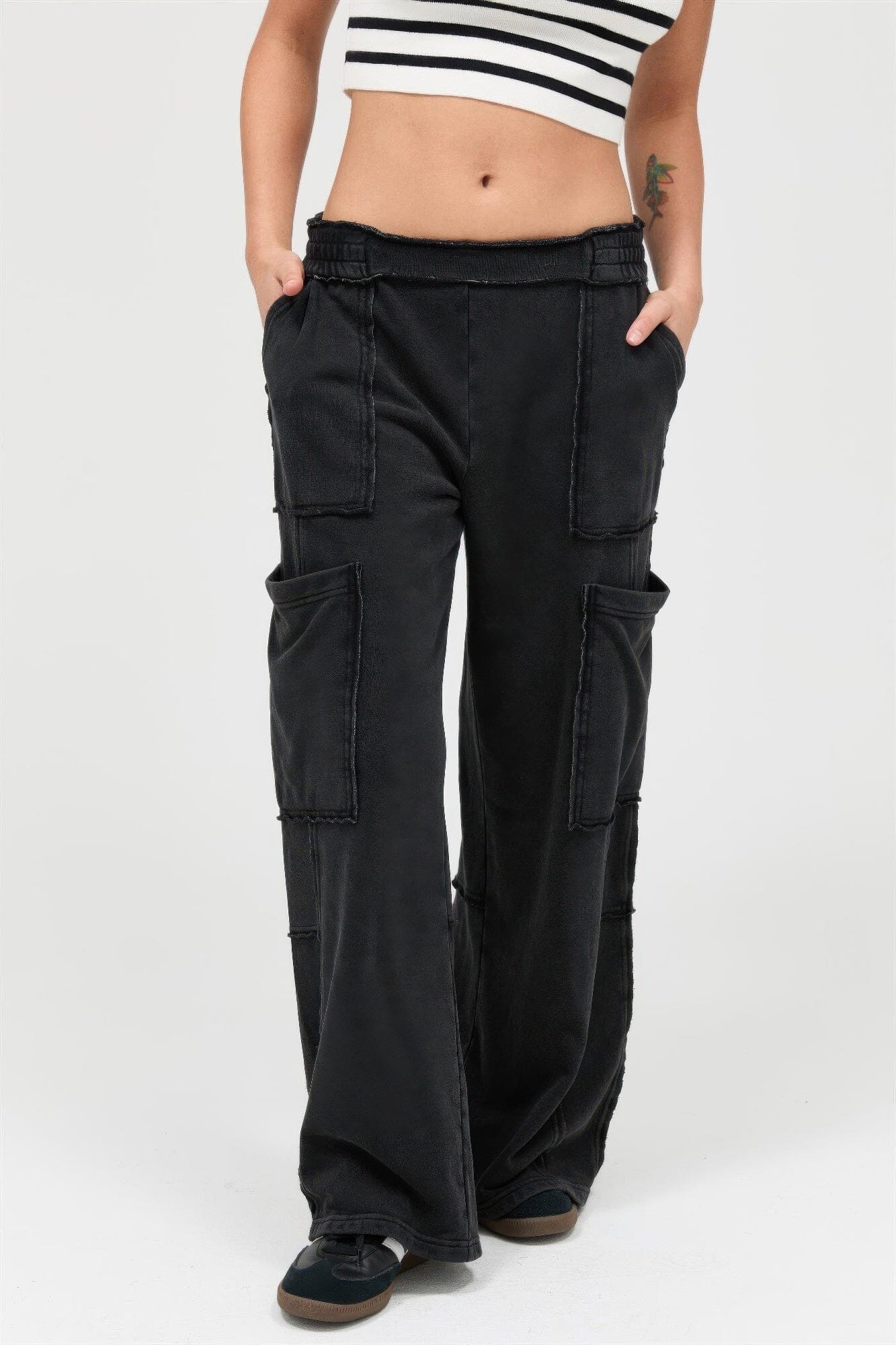 Women Mineral Wash Wide Leg Cargo Pants Pants jehouze 