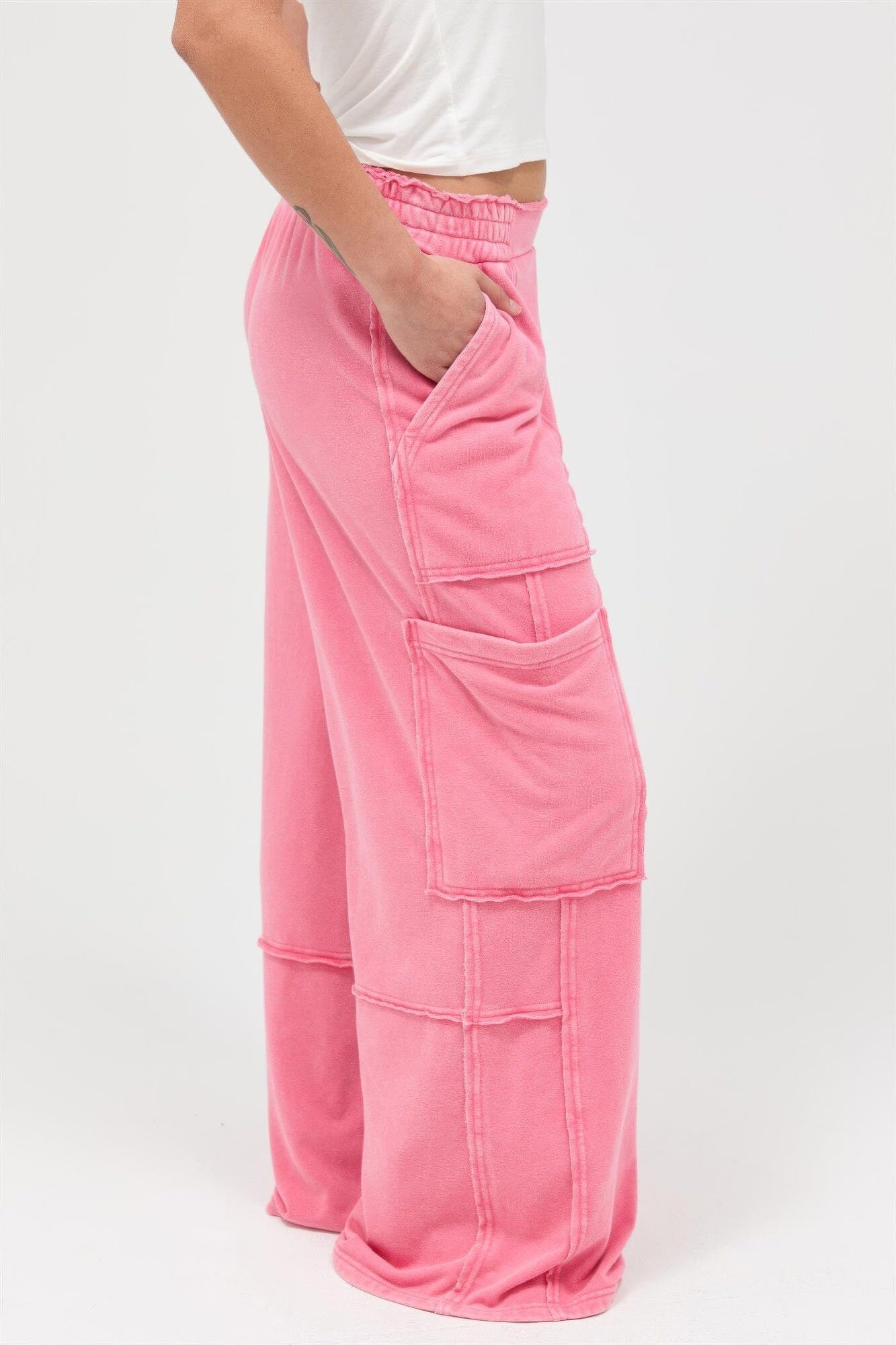 Women Mineral Wash Wide Leg Cargo Pants Pants jehouze 