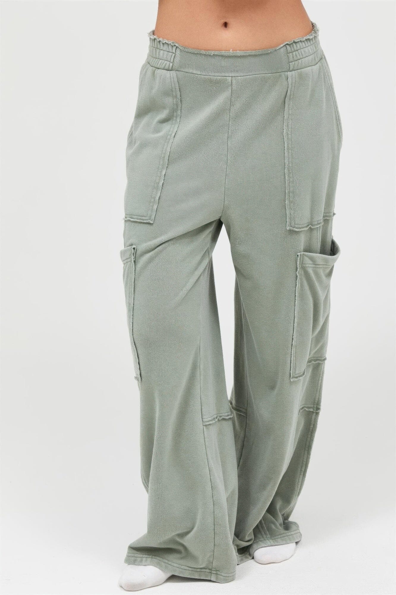 Women Mineral Wash Wide Leg Cargo Pants Pants jehouze 
