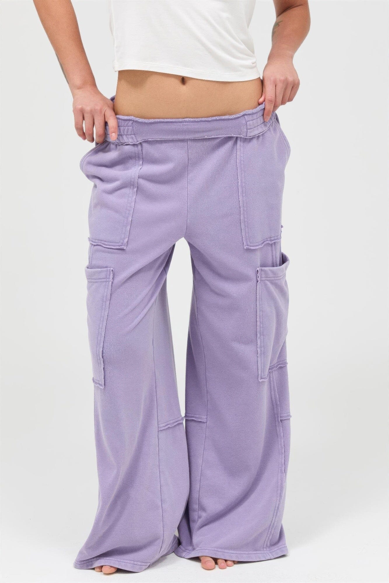 Women Mineral Wash Wide Leg Cargo Pants Pants jehouze 