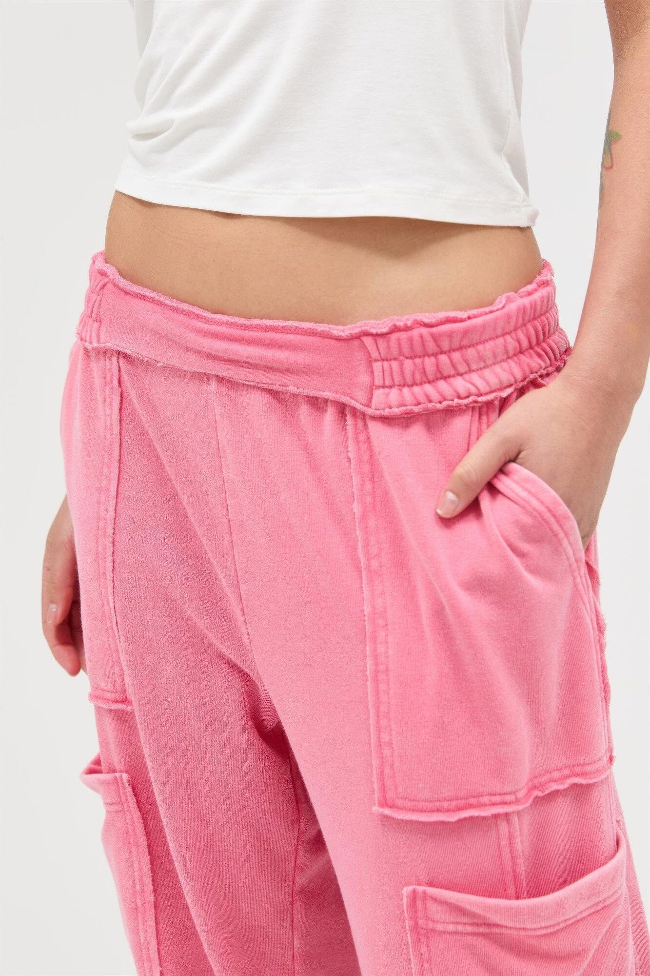 Women Mineral Wash Wide Leg Cargo Pants Pants jehouze 
