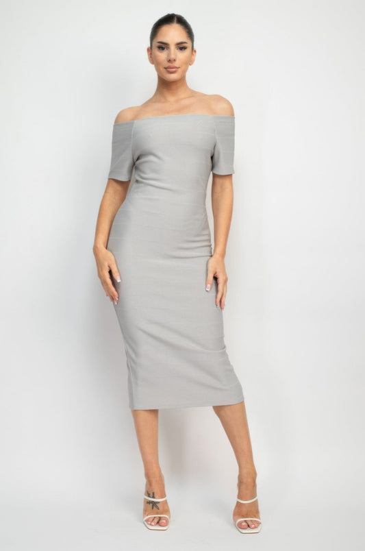 Women Off Shoulder Zippered Bodycon Dress Dresses jehouze 