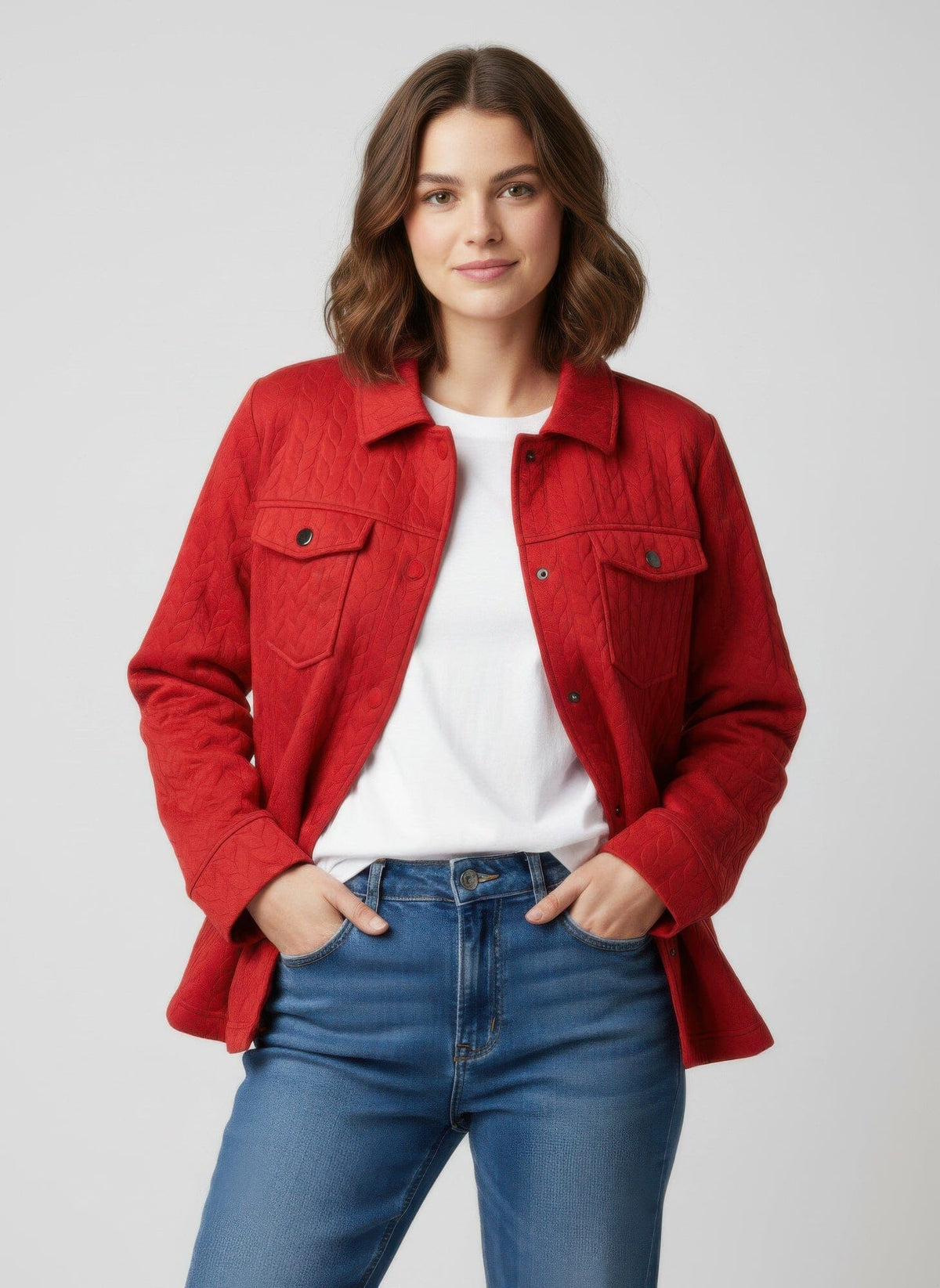 Women Onque Casual Textured Jacket Coats & Jackets jehouze Red S 