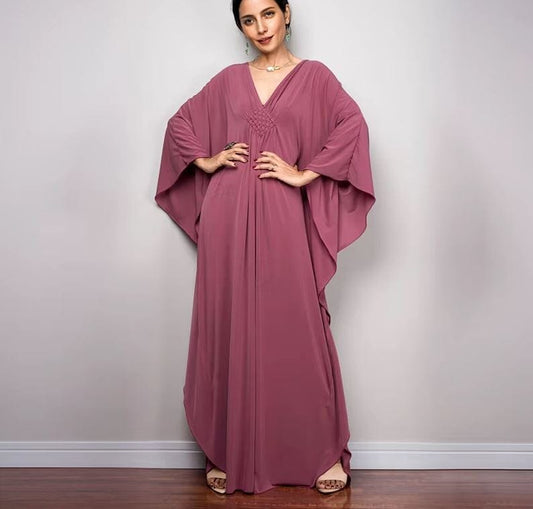 Women Oversize Kaftan Solid Color Swimsuit Cover Ups Dresses jehouze Q1306-4 ONE SIZE 
