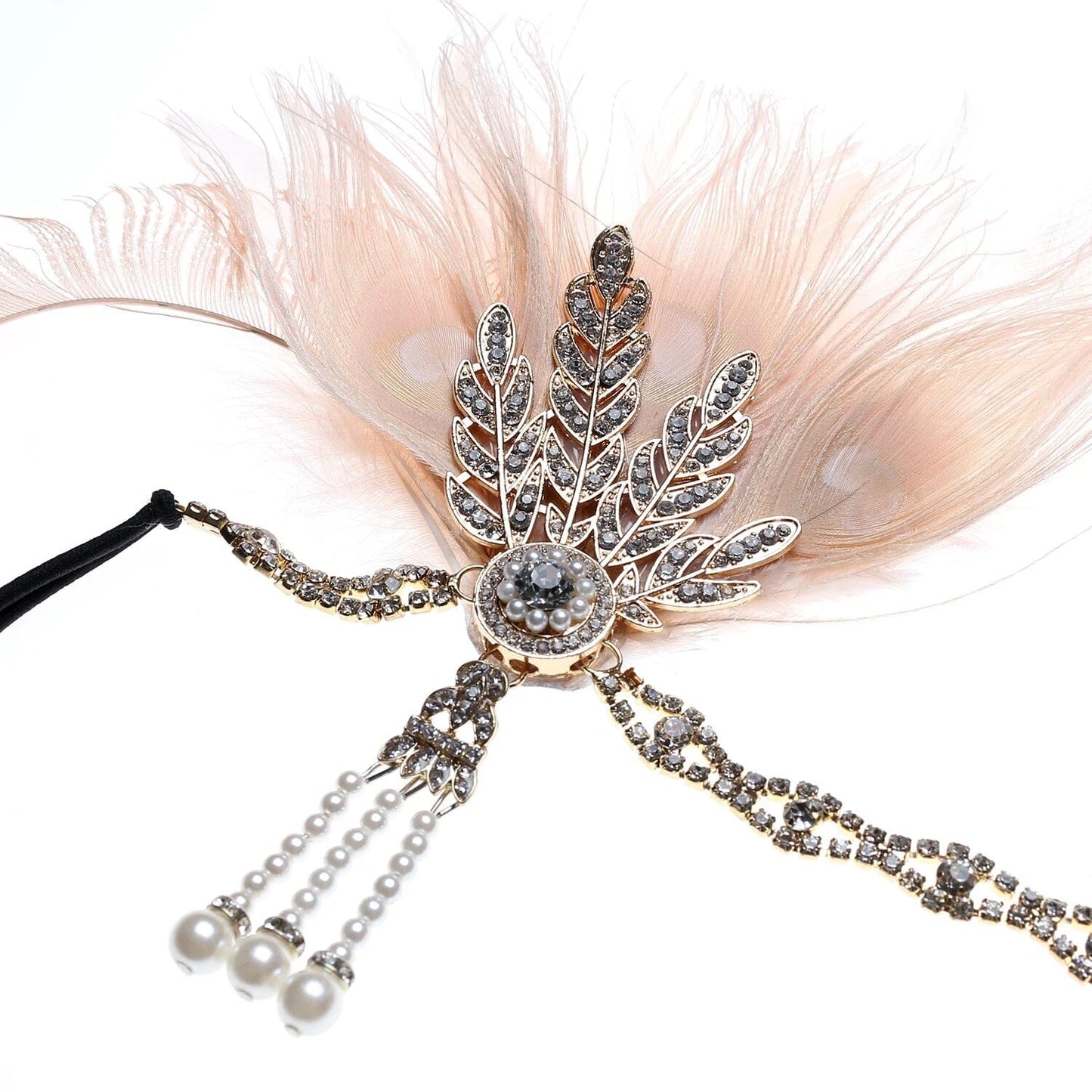 Women Peacock Feather 1920s Flapper Headpiece Vintage Party Rhinestone Hair Accessories Fascinators jehouze 