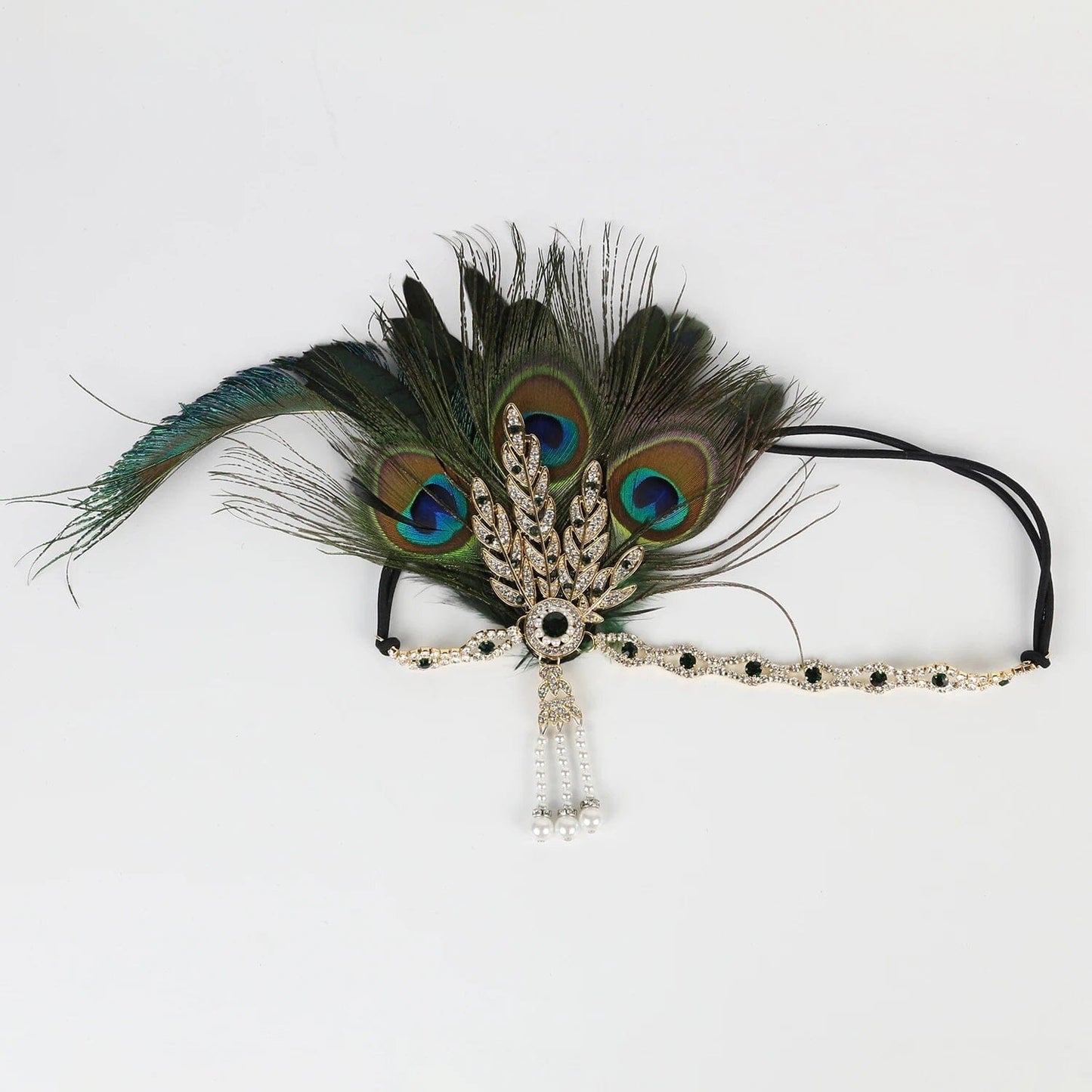 Women Peacock Feather 1920s Flapper Headpiece Vintage Party Rhinestone Hair Accessories Fascinators jehouze 