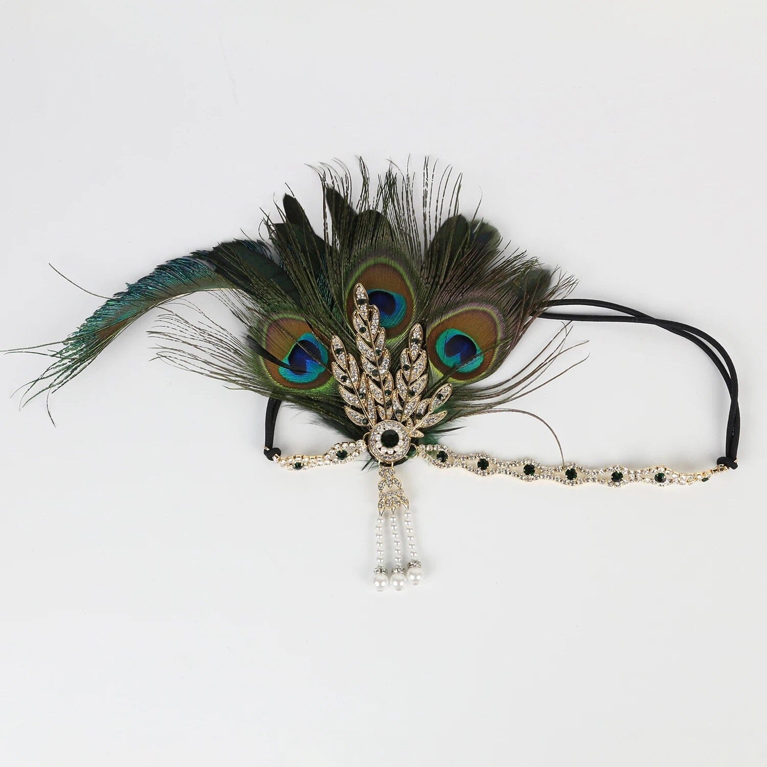 Women Peacock Feather 1920s Flapper Headpiece Vintage Party Rhinestone Hair Accessories Fascinators jehouze 