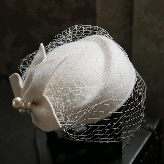 Women Pillbox Veil Wedding Church Cocktail Fedora Party Fascinator Hat Hat jehouze ivory white 