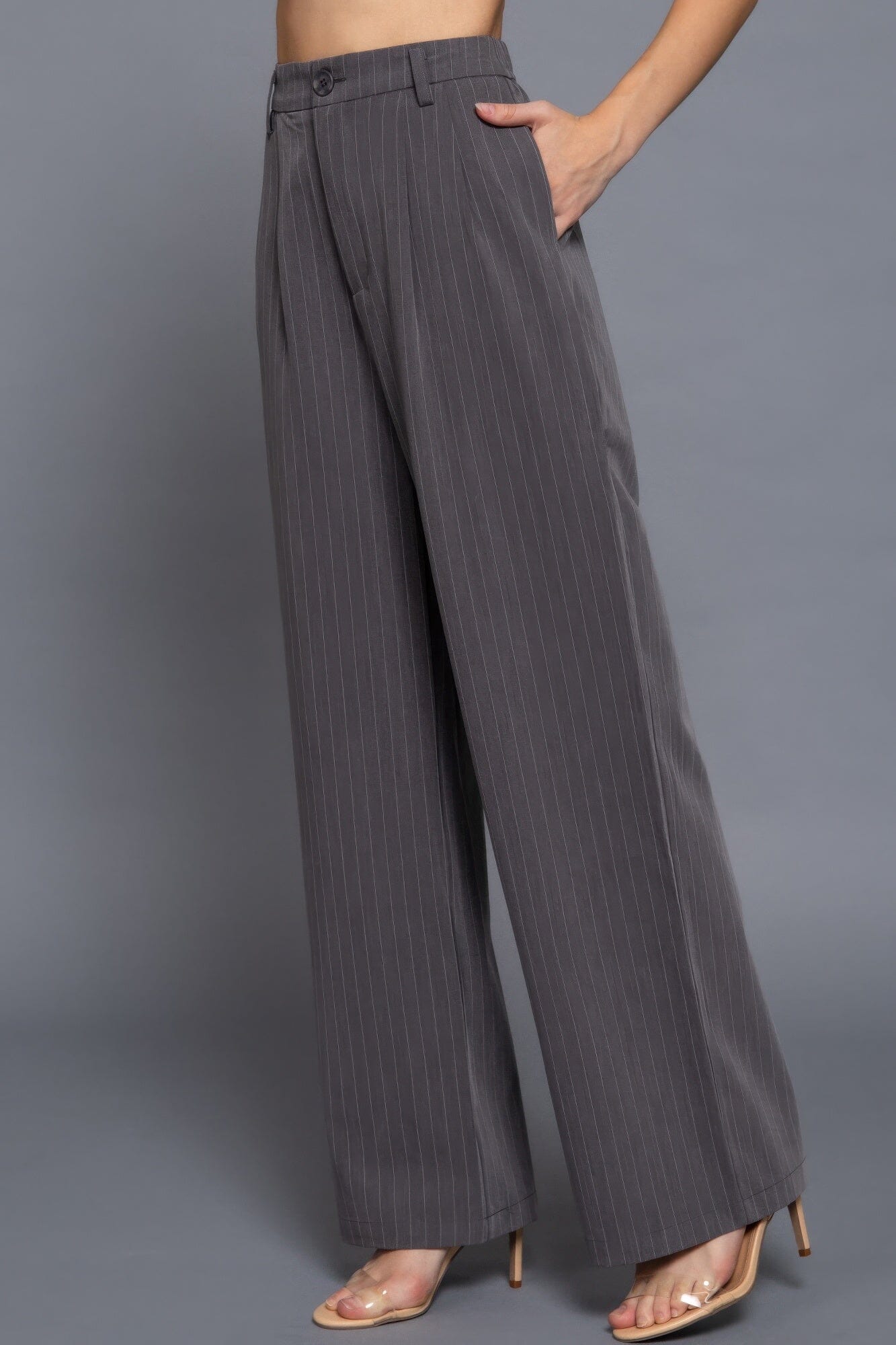 Women Pin Stripe Woven Straight Pants Pants jehouze 