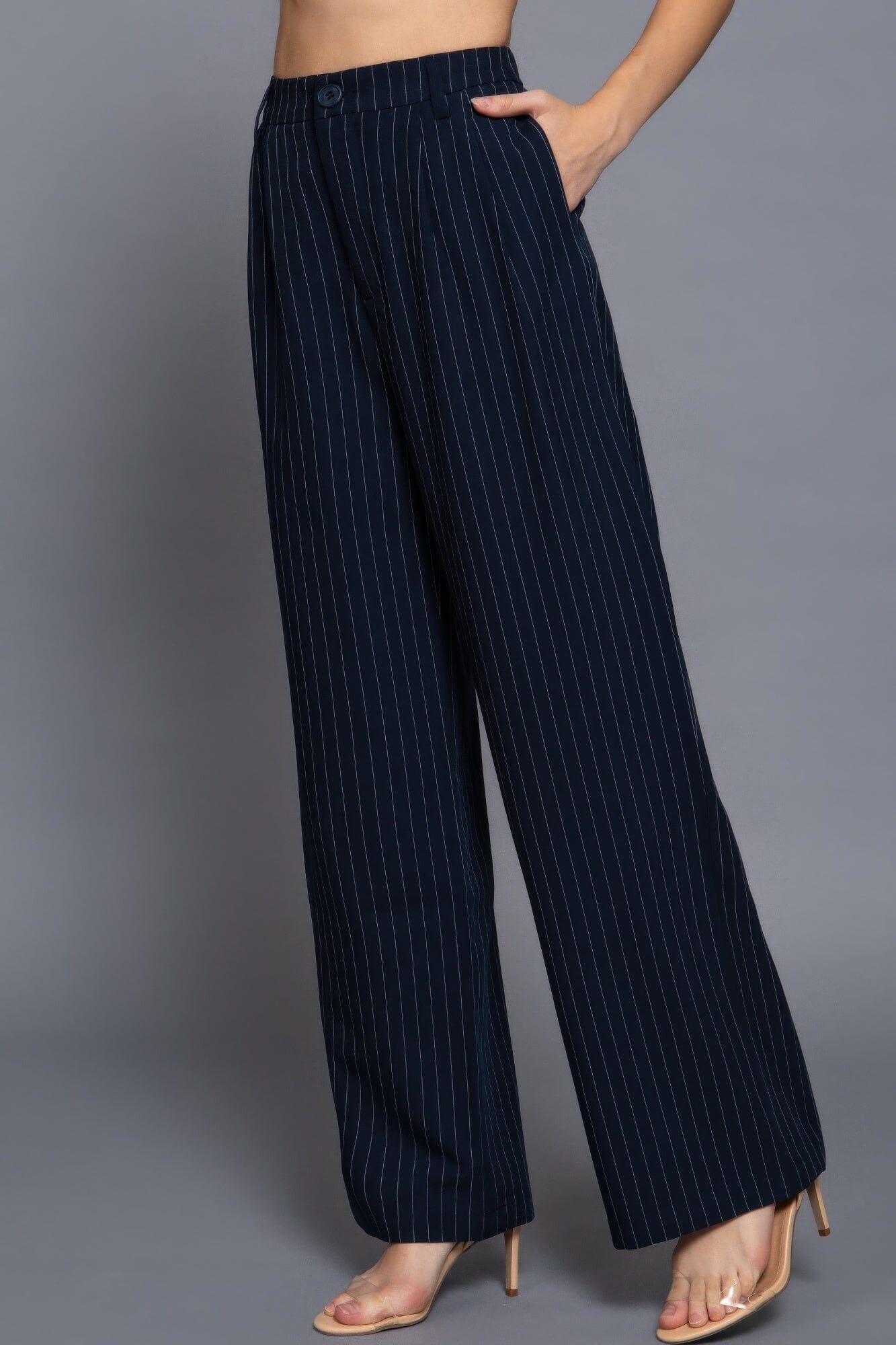 Women Pin Stripe Woven Straight Pants Pants jehouze 
