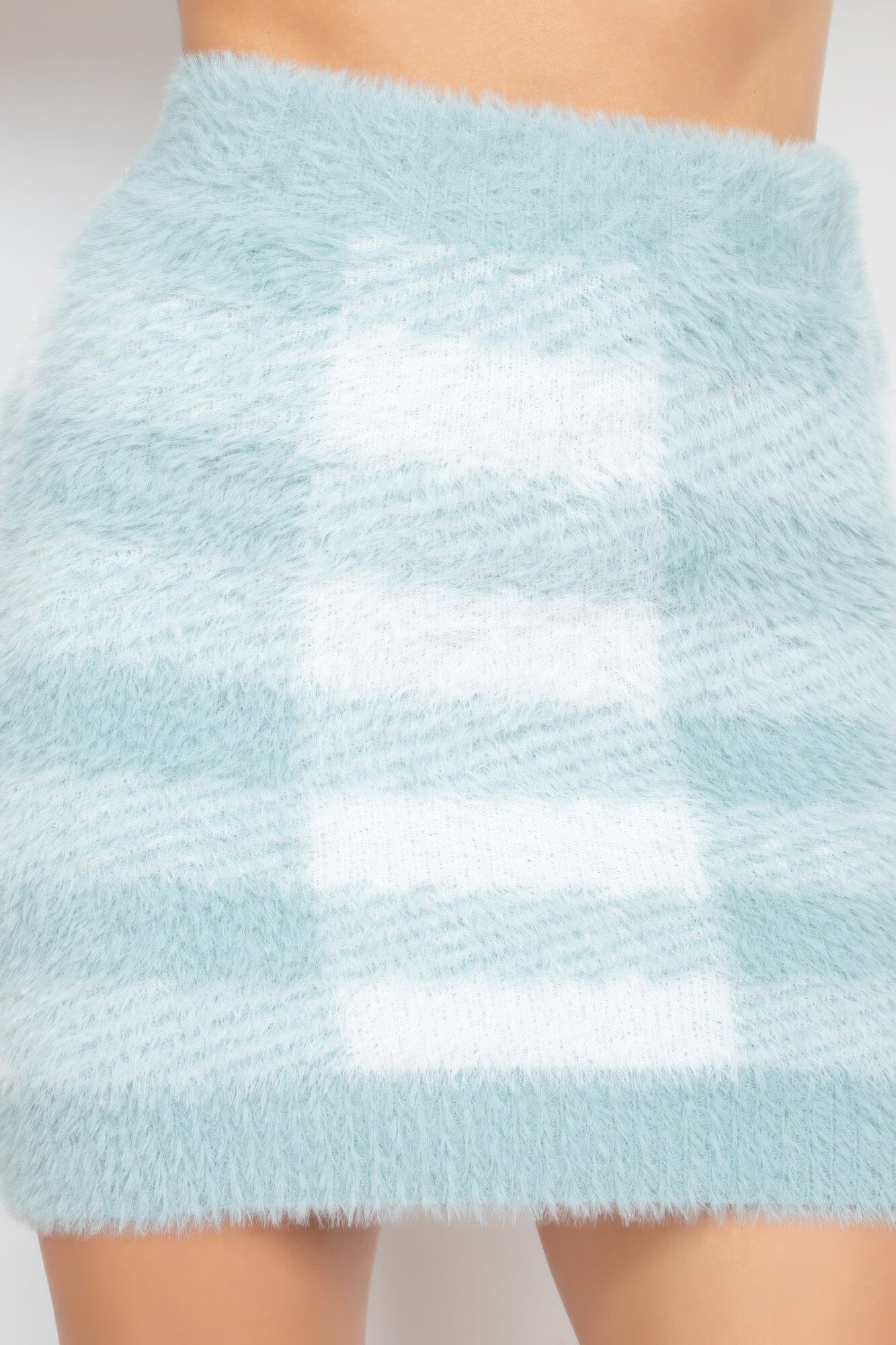 Women Plaid High-rise Fuzzy Mini Skirt Skirts jehouze 
