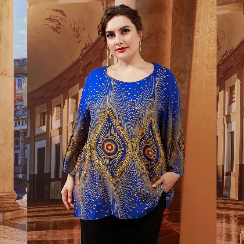 Women Plus Size 3/4 Sleeve Loose Fit Tops Shirts & Tops jehouze 