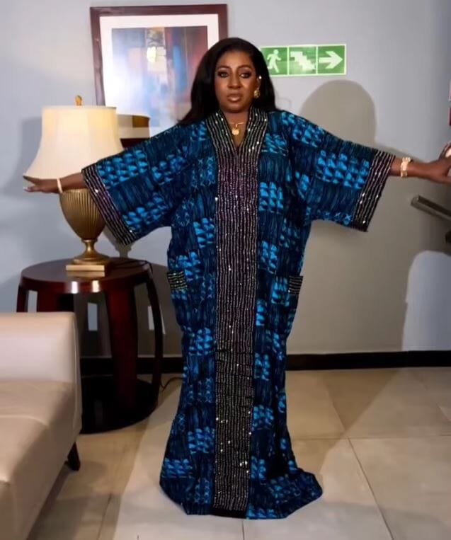 Women Plus Size African Print Rhinestone Kraftan Casual Boubou Dress Dresses jehouze Blue 