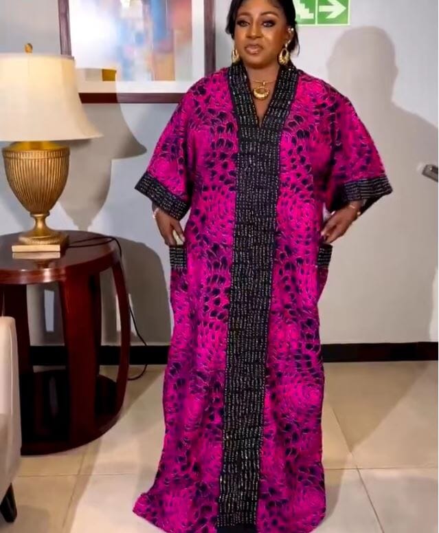 Women Plus Size African Print Rhinestone Kraftan Casual Boubou Dress Dresses jehouze Dark Purple 