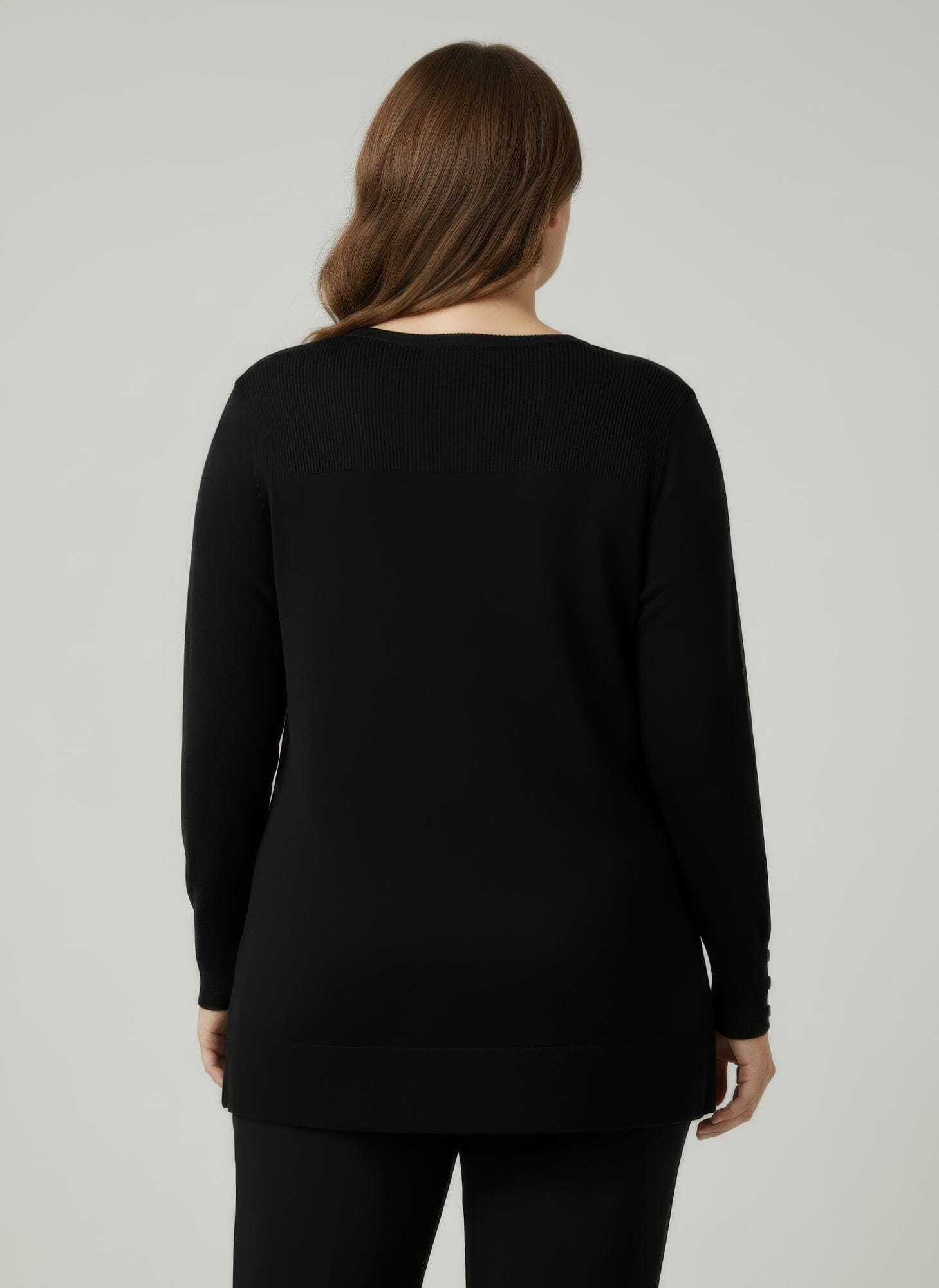 Women Plus Size Button Cuff Ribbed Knit Tunic Top Shirts & Tops jehouze 