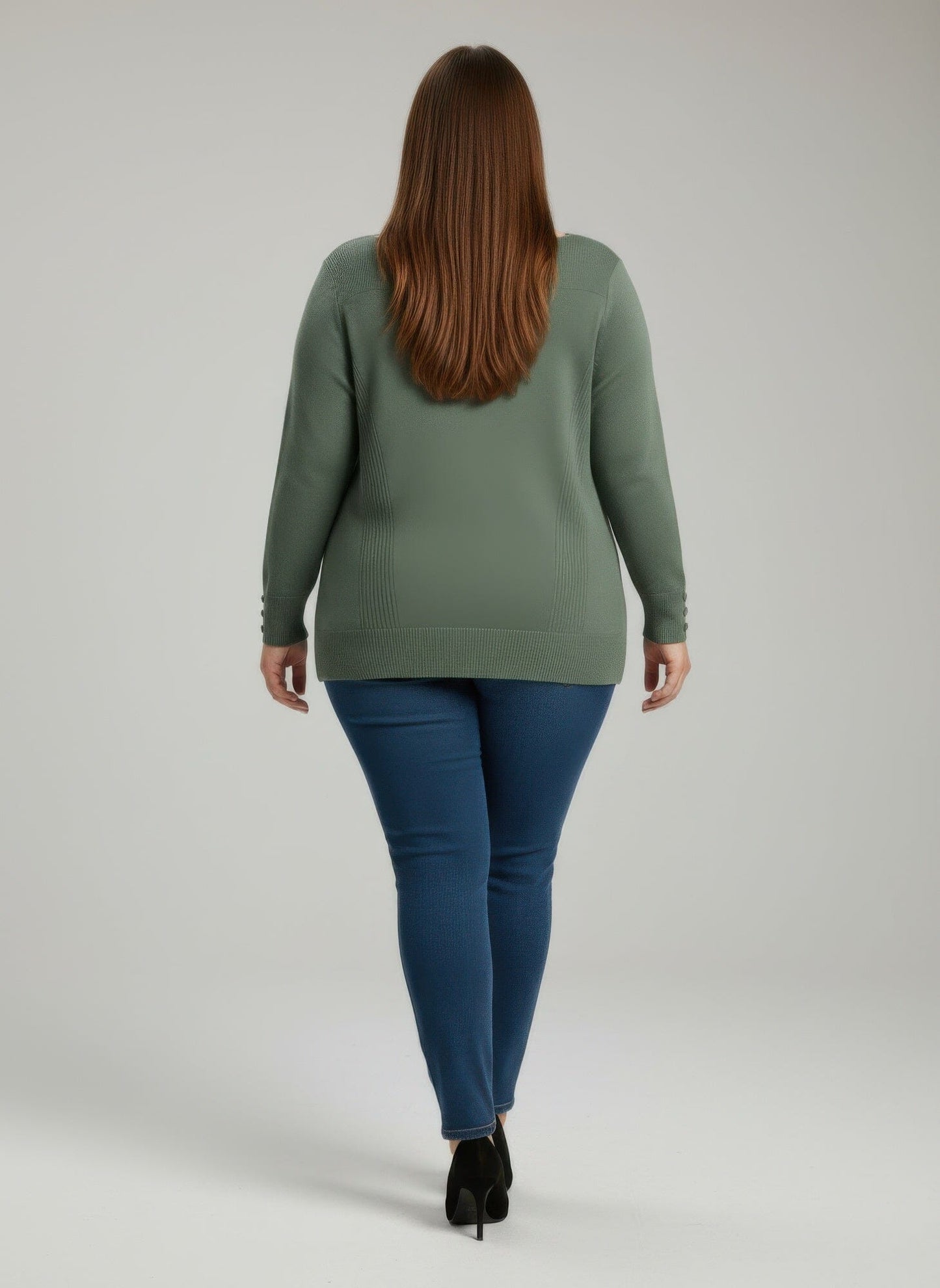 Women Plus Size Button Cuff Ribbed Knit Tunic Top Shirts & Tops jehouze 