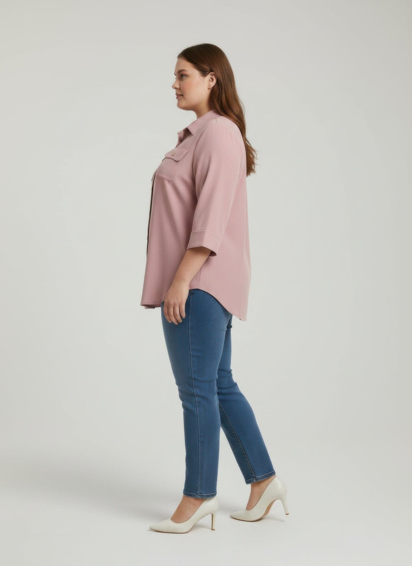 Women Plus Size Button Front Shirt Tunic Top Shirts & Tops jehouze 