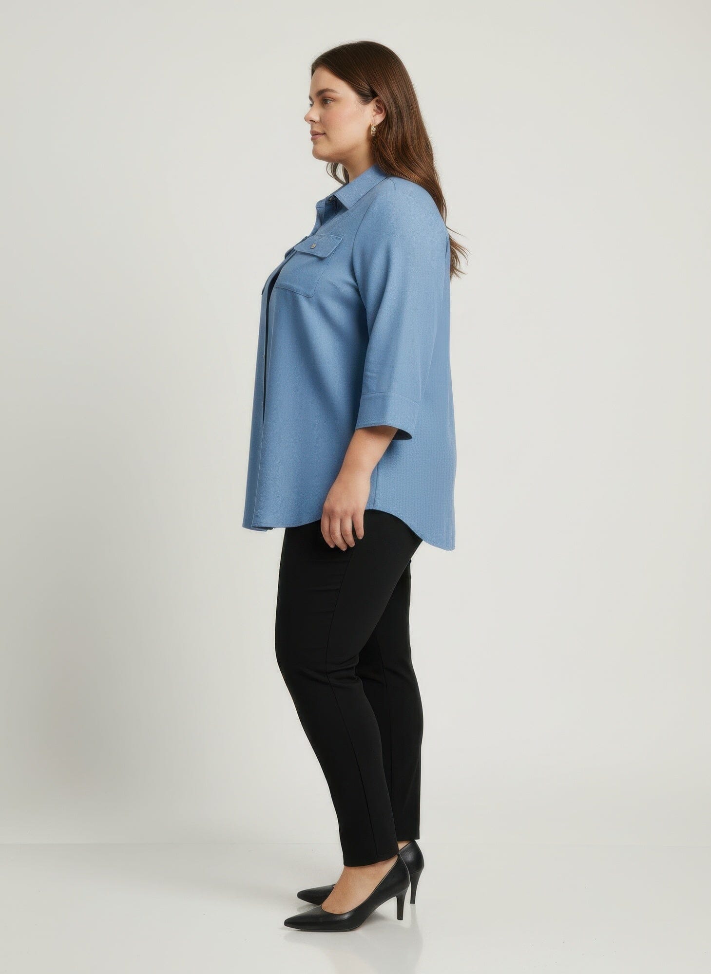 Women Plus Size Button Front Shirt Tunic Top Shirts & Tops jehouze 