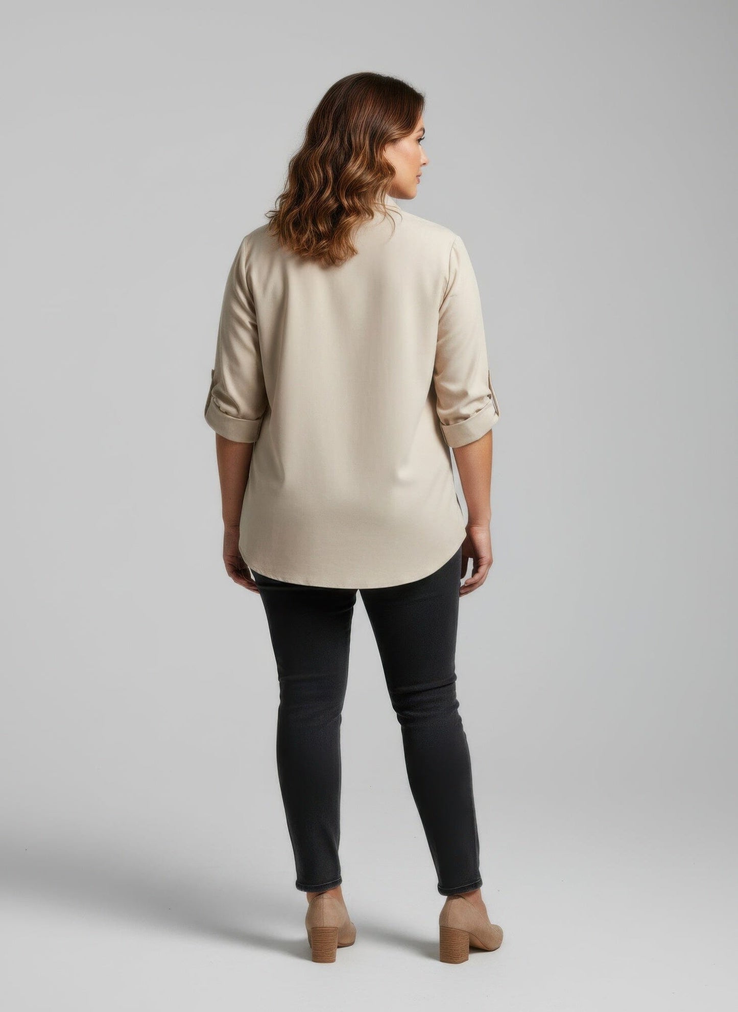 Women Plus Size Button Front Shirt Tunic Top Shirts & Tops jehouze 