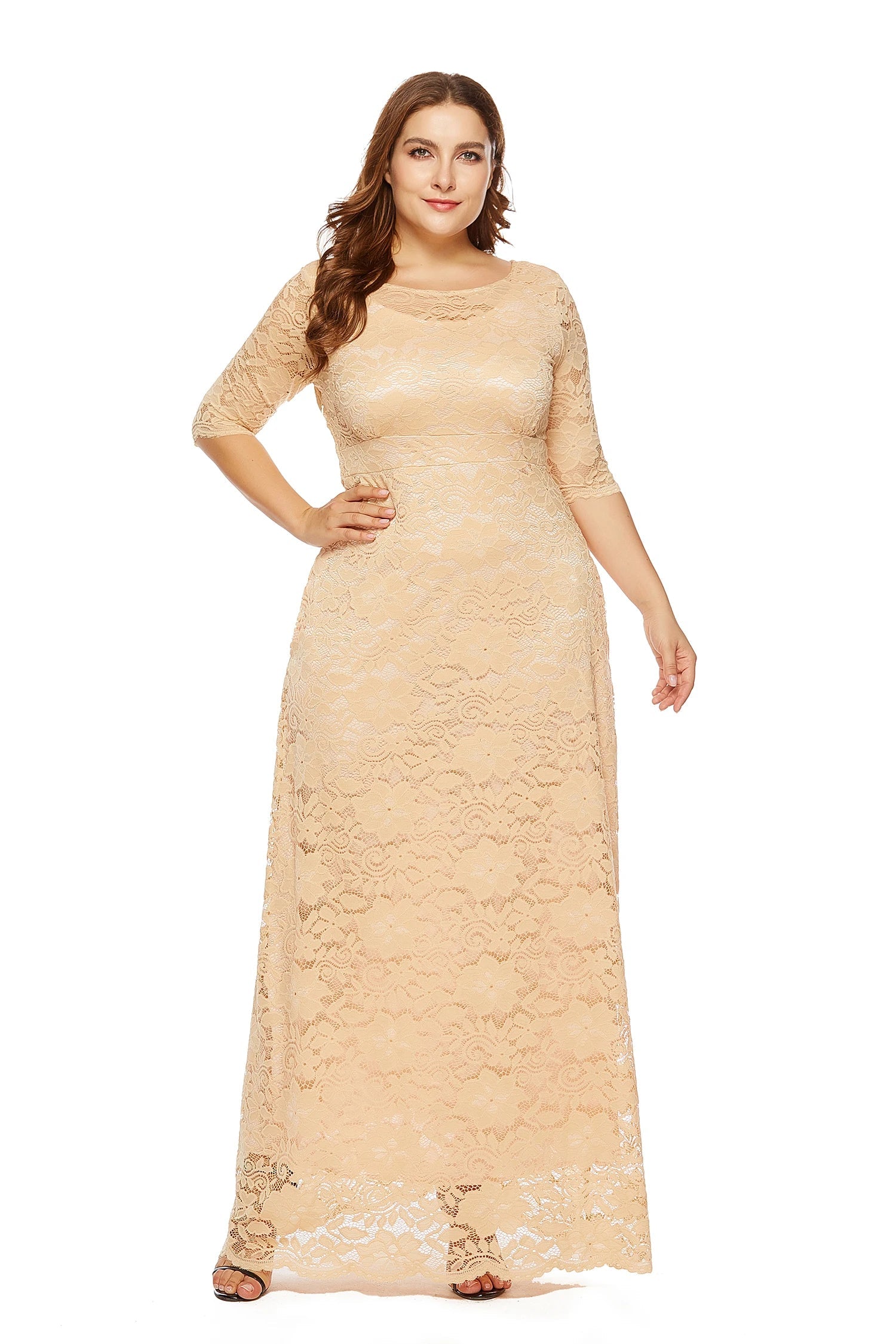 Women Plus Size Elegant Bridesmaid Party Maxi Long Dress with pockets Dresses jehouze 