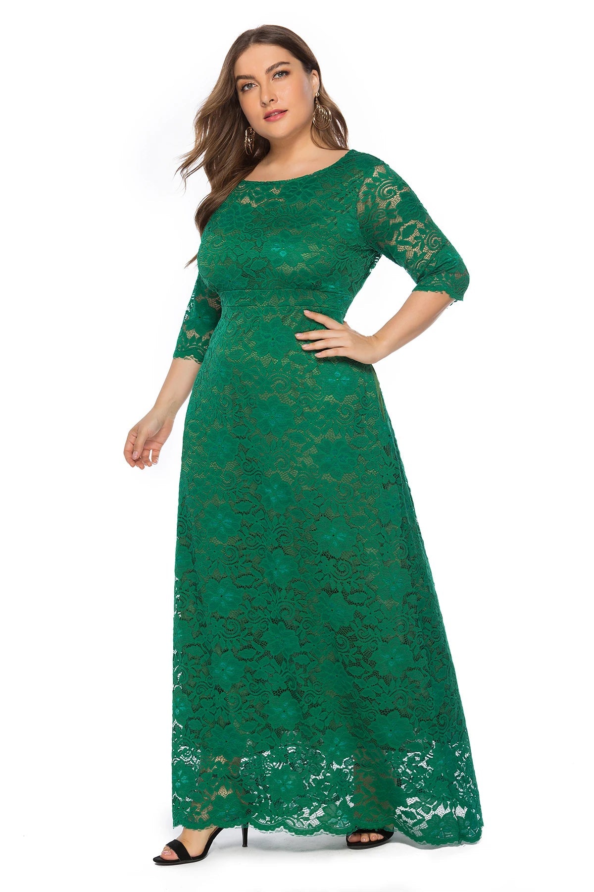 Women Plus Size Elegant Bridesmaid Party Maxi Long Dress with pockets Dresses jehouze Green XL 