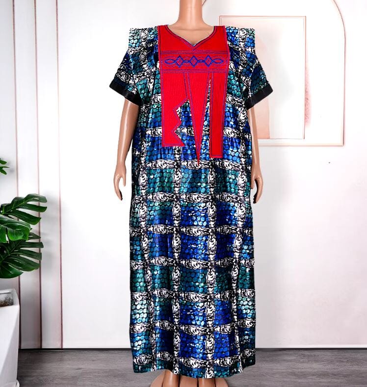 Women Plus Size Embroidery Pattern African Print Maxi Dress Dresses jehouze Style 2 