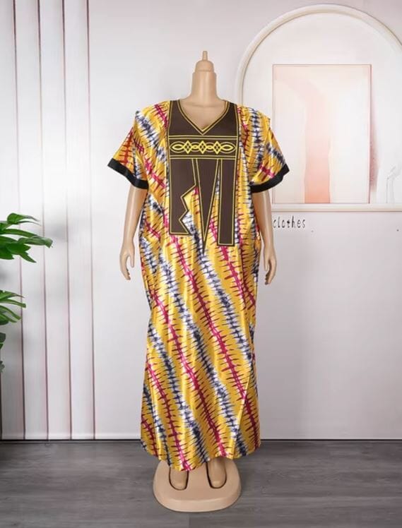 Women Plus Size Embroidery Pattern African Print Maxi Dress Dresses jehouze Style 3 