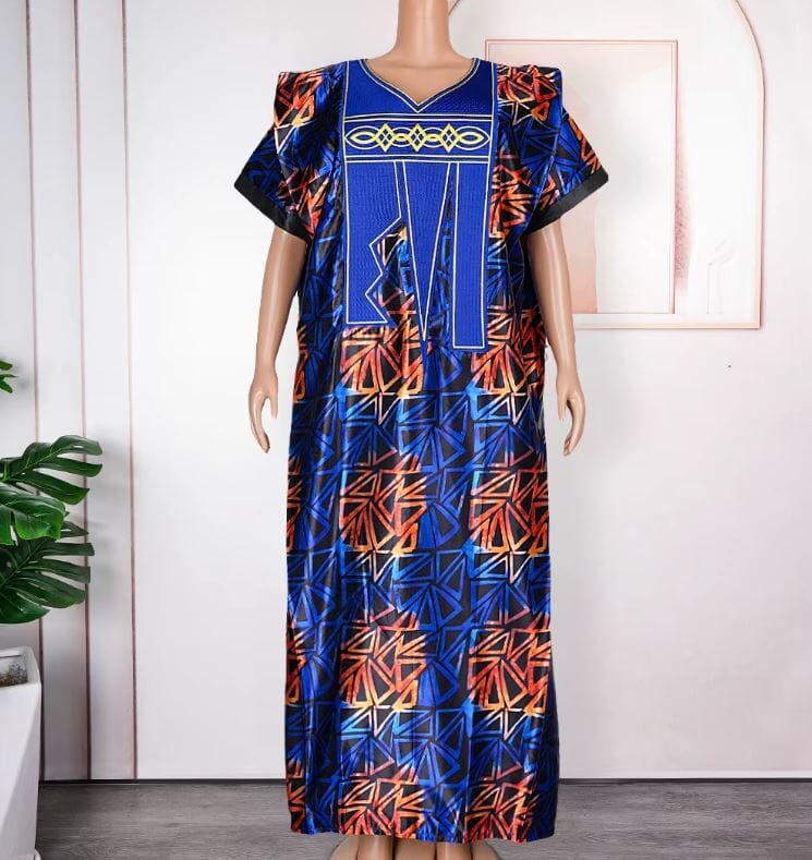 Women Plus Size Embroidery Pattern African Print Maxi Dress Dresses jehouze Style 4 