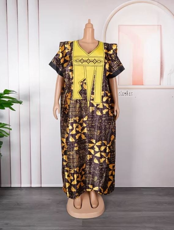 Women Plus Size Embroidery Pattern African Print Maxi Dress Dresses jehouze Style 7 