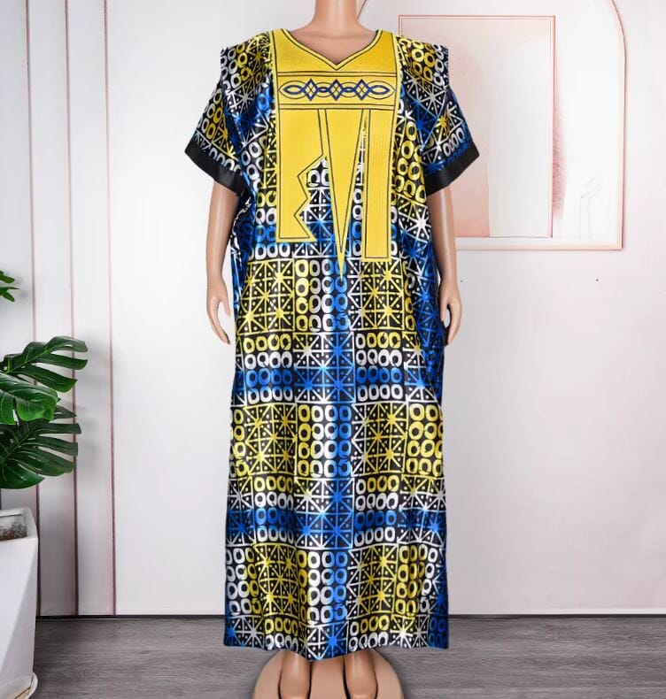 Women Plus Size Embroidery Pattern African Print Maxi Dress Dresses jehouze Style 9 