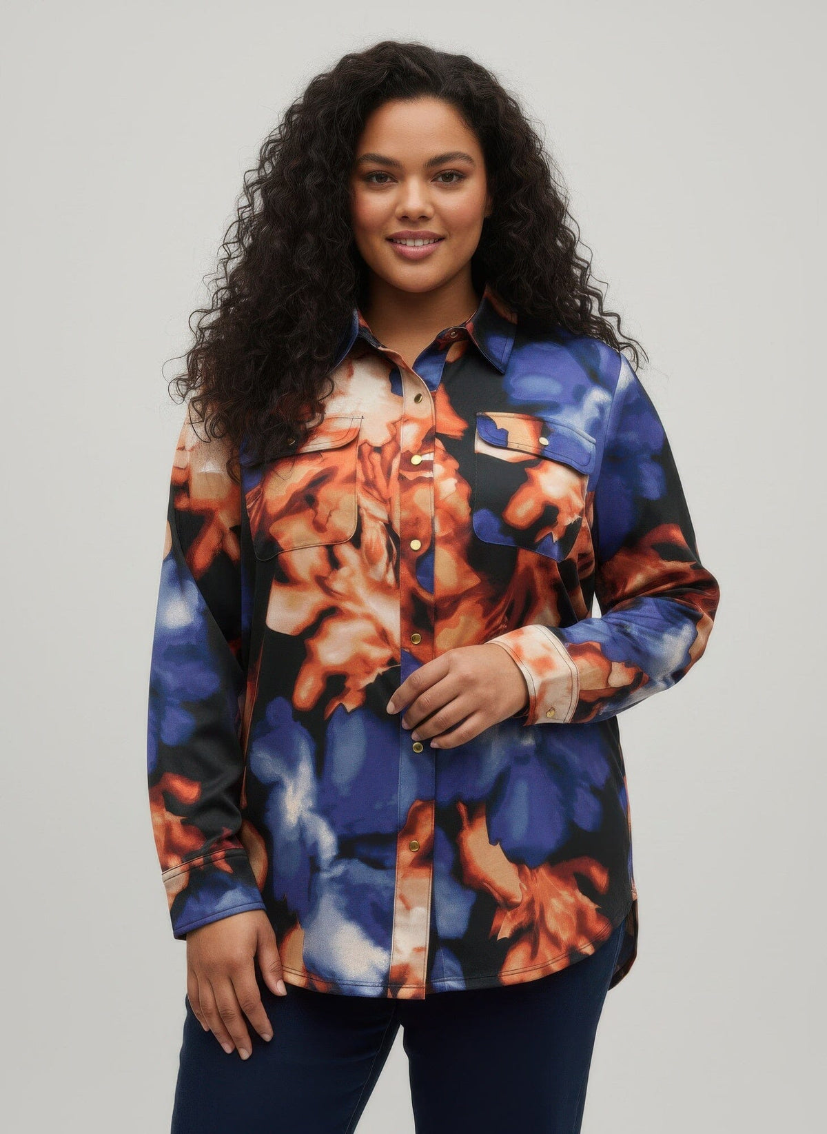 Women Plus Size Printed Long Sleeve Blouse Shirts & Tops jehouze 1XL 