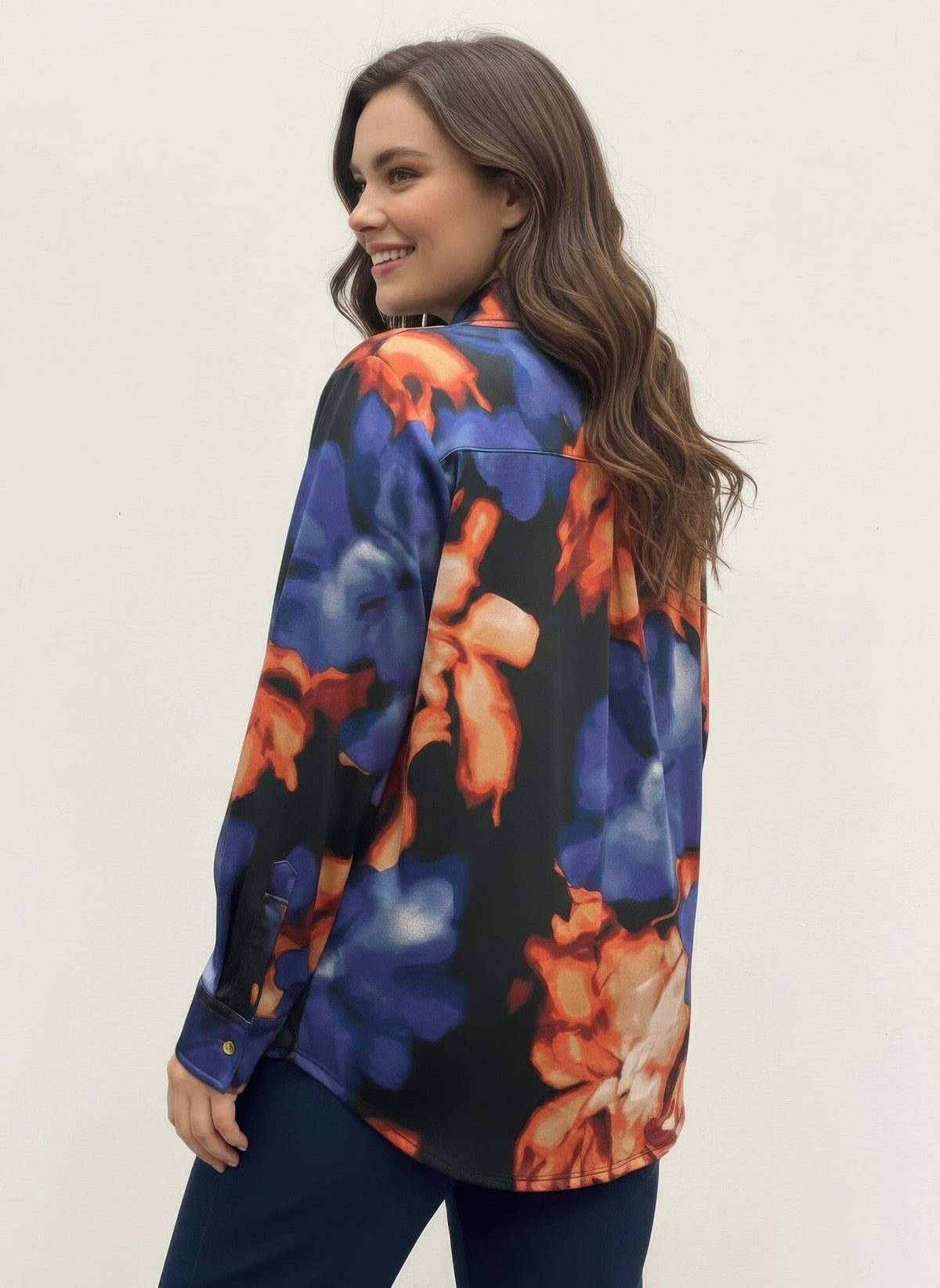 Women Plus Size Printed Long Sleeve Blouse Shirts & Tops jehouze 