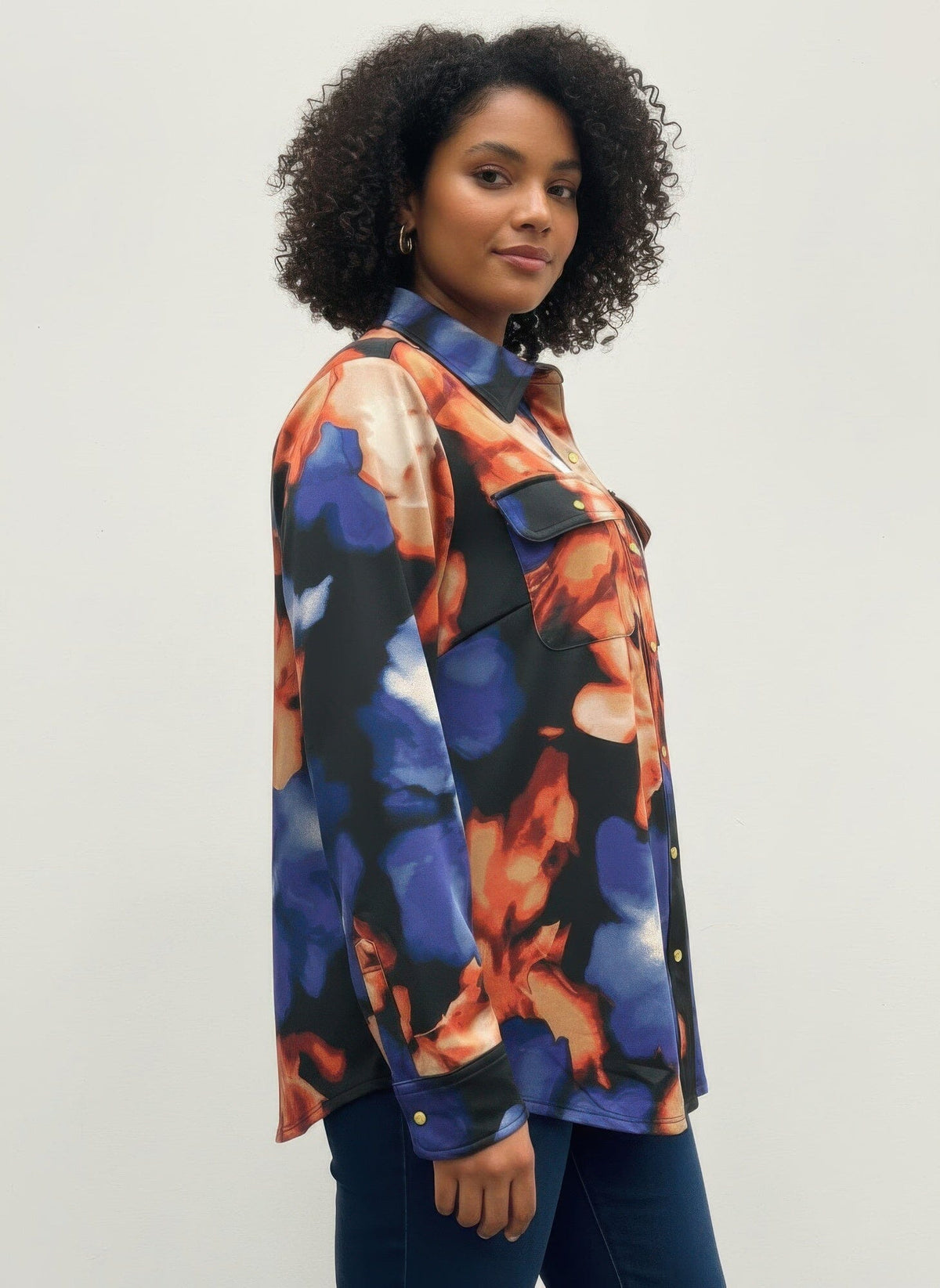 Women Plus Size Printed Long Sleeve Blouse Shirts & Tops jehouze 
