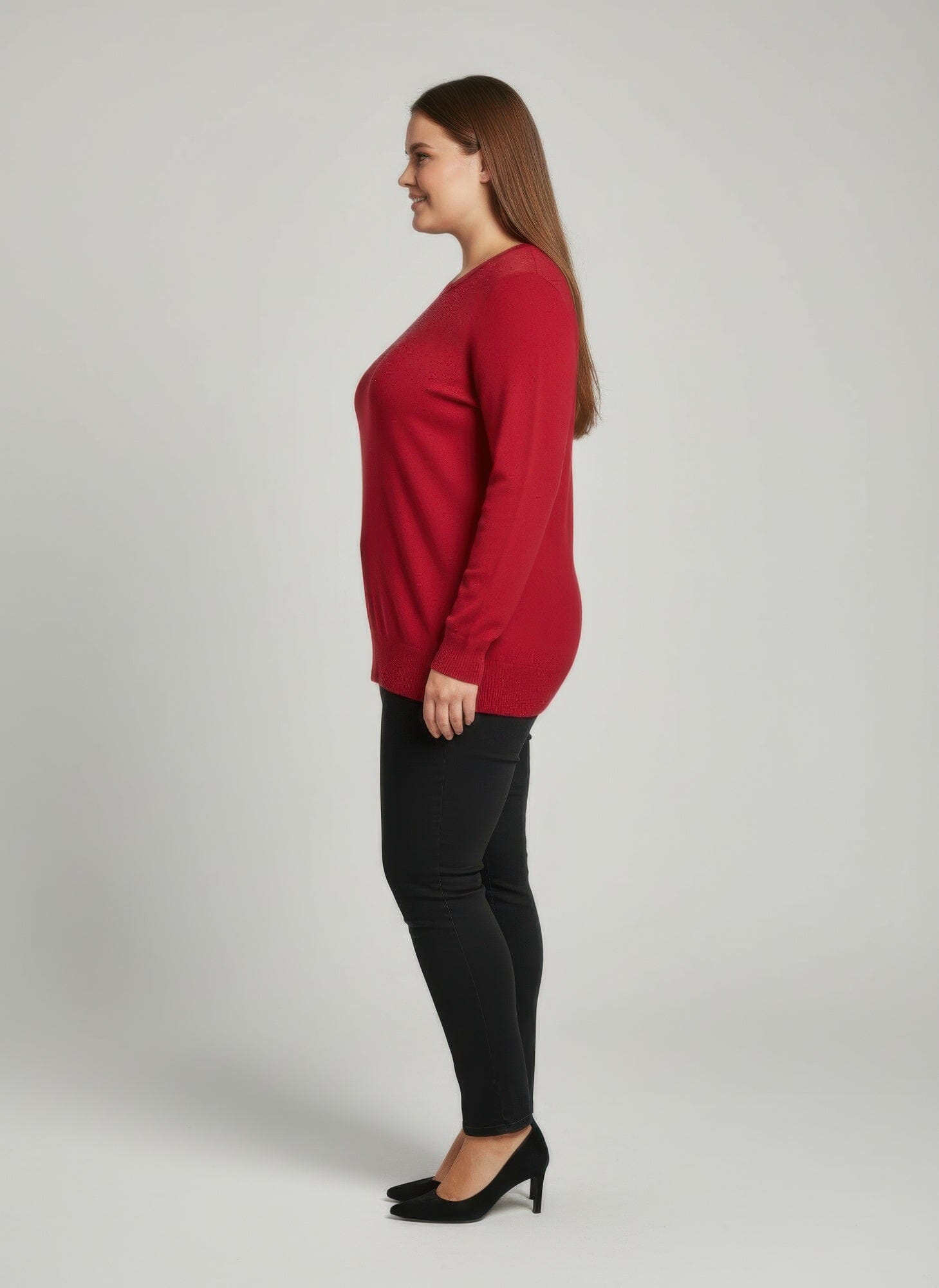 Women Plus Size Shimmer Detail Knit Tunic Top Shirts & Tops jehouze 