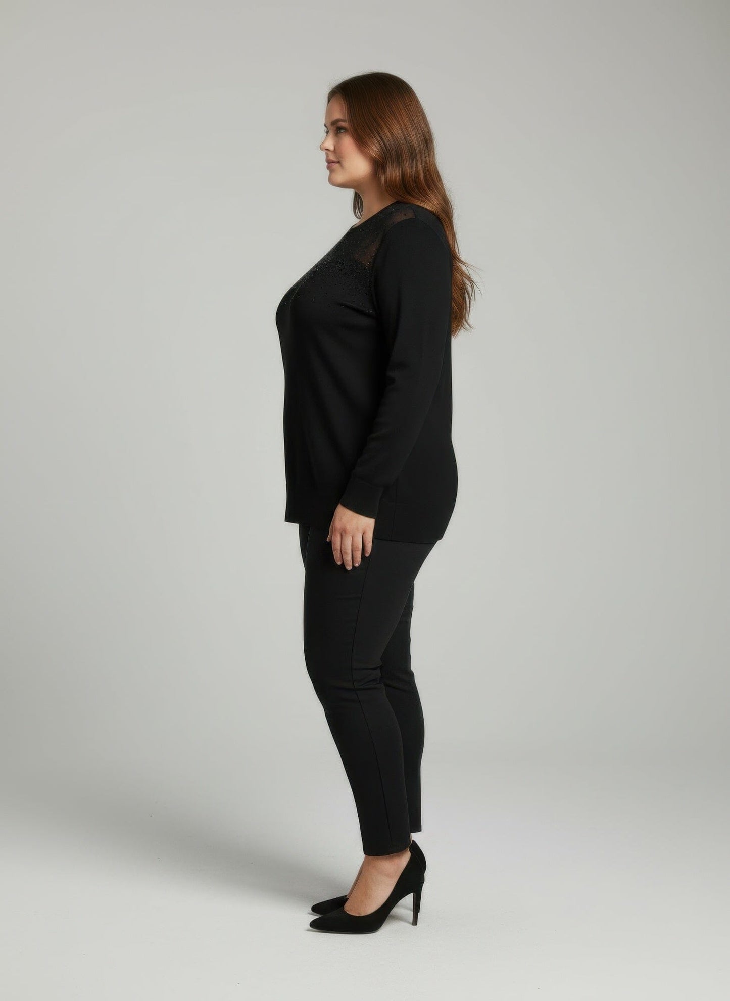 Women Plus Size Shimmer Detail Knit Tunic Top Shirts & Tops jehouze 