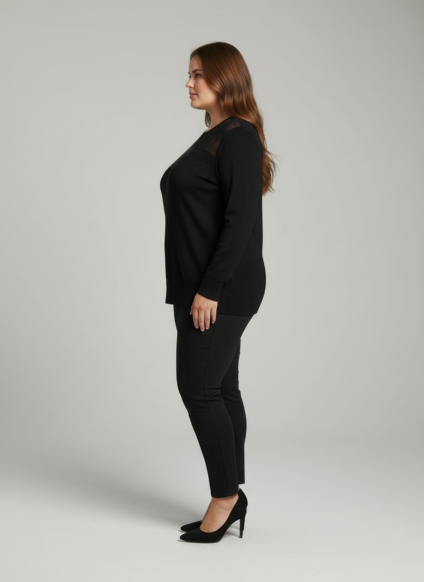 Women Plus Size Shimmer Detail Knit Tunic Top Shirts & Tops jehouze 