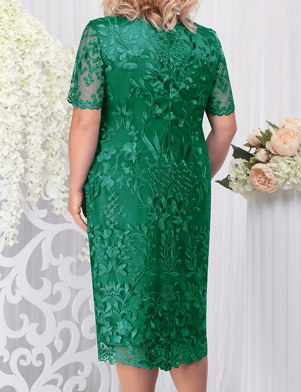 Women Plus Size Short Sleeve Embroidery Floral Gorgeous Dress_ Dresses jehouze 